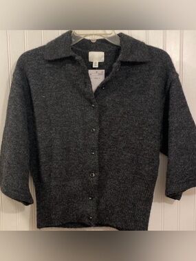 H&M charcoal button up sweater blouse